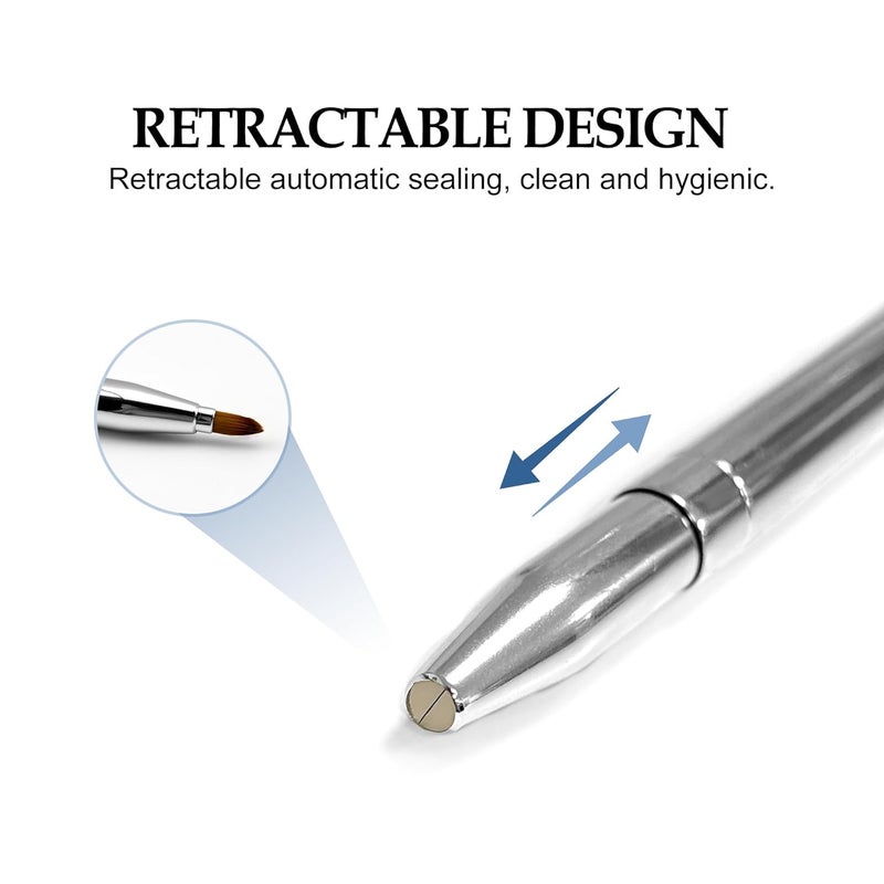 Quacc Double-ended Lip Makeup Brush, Retractable Lip Brush for Lipstick, Lip Gloss, Eyeshadow (Silver) - Image 5